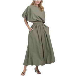 US TOGETHER 2pc Bubble Top And Skirt Matching Set